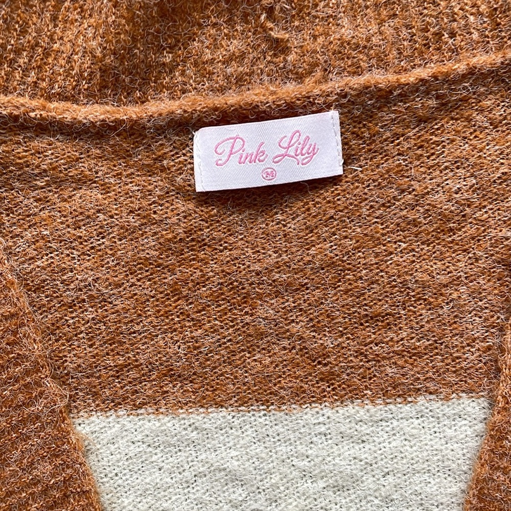 Pink lily color block cardigan - Picture 2 of 5